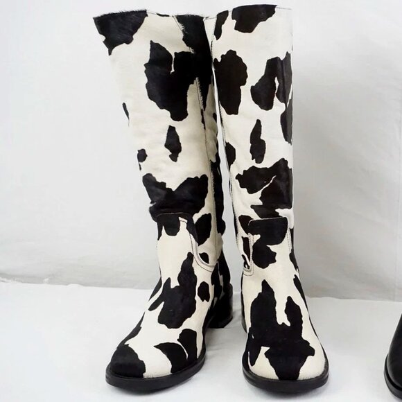 Steve Madden Riggs Womens Boots Cow Print Leather Real Fur - Picture 2 of 12